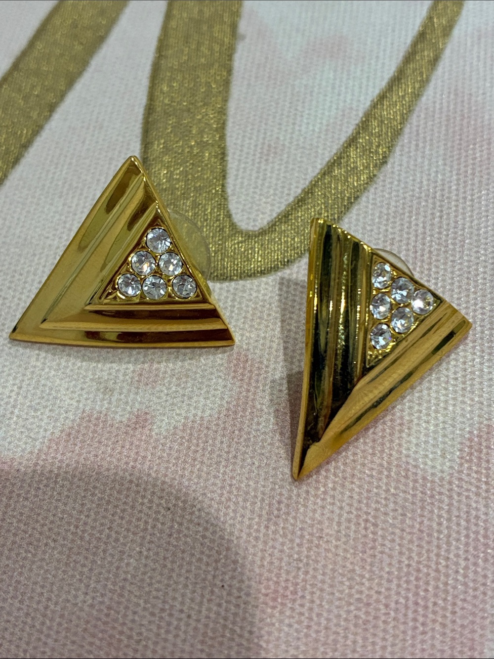 Gold Triangle Crystal Stud Earrings - Women Jewelry